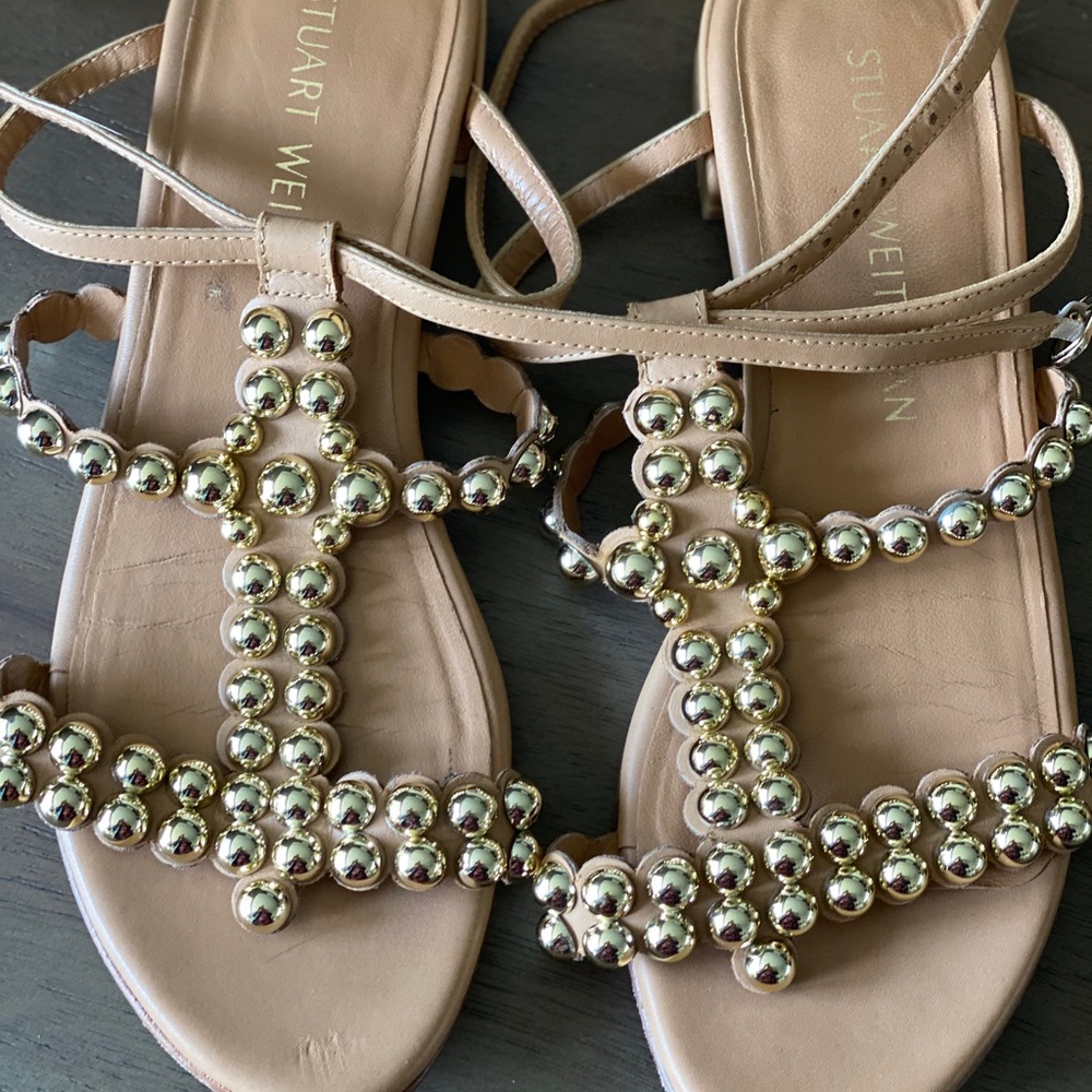 Stuart Weitzman gold embellished sandals